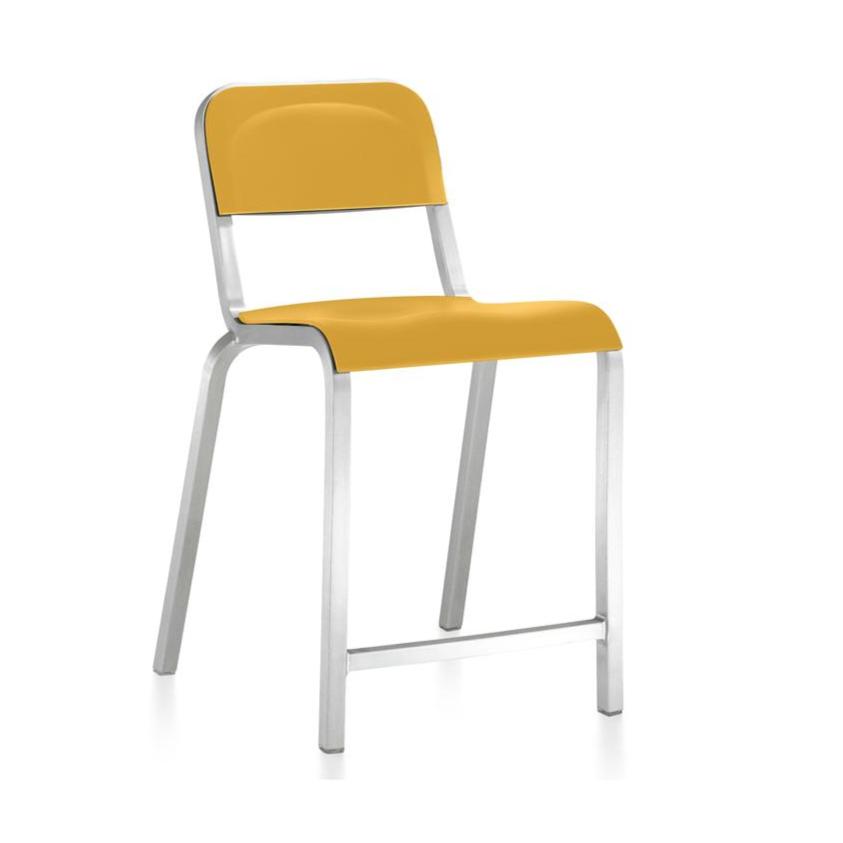 1951 Counter Stool By Emeco bar seating Emeco Recycled PET - Mustard Yellow 