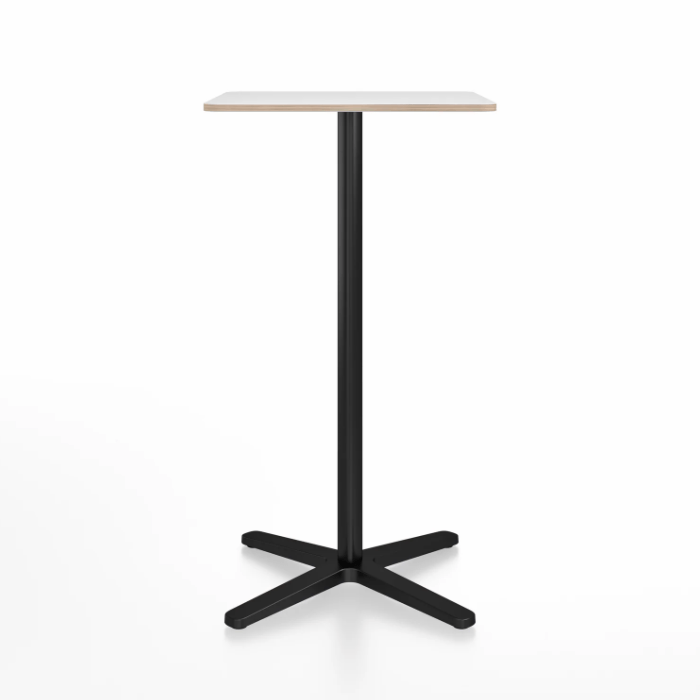 Emeco 2 Inch X Base Bar Table - Square bar seating Emeco 24" / 60cm Black Powder Coated White Laminate Plywood