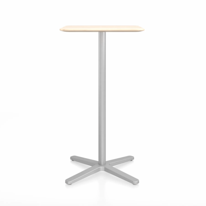 Emeco 2 Inch X Base Bar Table - Square bar seating Emeco 24&quot; / 60cm Silver Powder Coated Accoya (Outdoor Approved)