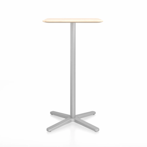 Emeco 2 Inch X Base Bar Table - Square bar seating Emeco 24" / 60cm Silver Powder Coated Accoya (Outdoor Approved)