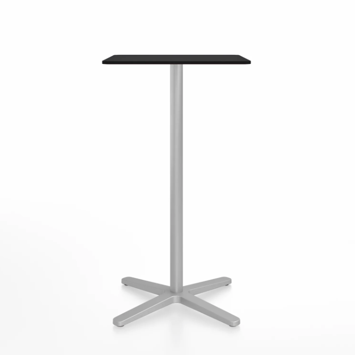 Emeco 2 Inch X Base Bar Table - Square bar seating Emeco 24&quot; / 60cm Silver Powder Coated Black HPL