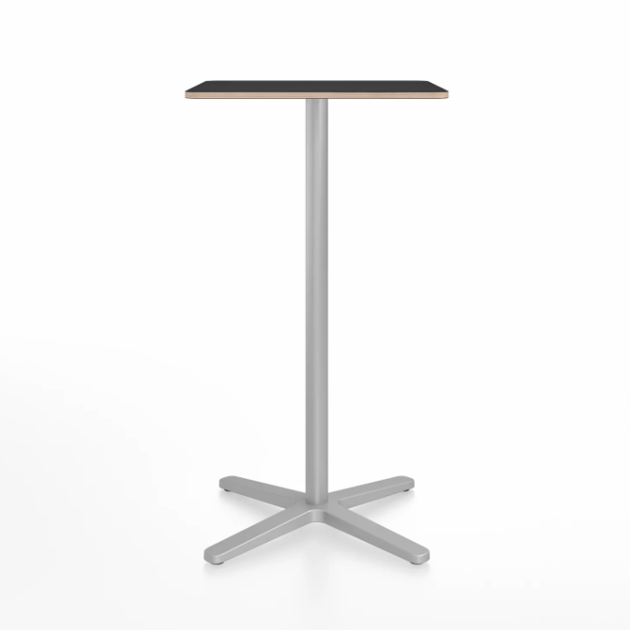 Emeco 2 Inch X Base Bar Table - Square bar seating Emeco 24&quot; / 60cm Silver Powder Coated Black Laminate Plywood
