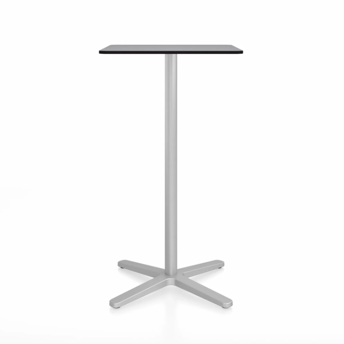 Emeco 2 Inch X Base Bar Table - Square bar seating Emeco 24&quot; / 60cm Silver Powder Coated Grey HPL