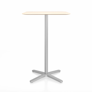 Emeco 2 Inch X Base Bar Table - Square bar seating Emeco 30" / 76cm Silver Powder Coated Accoya (Outdoor Approved)