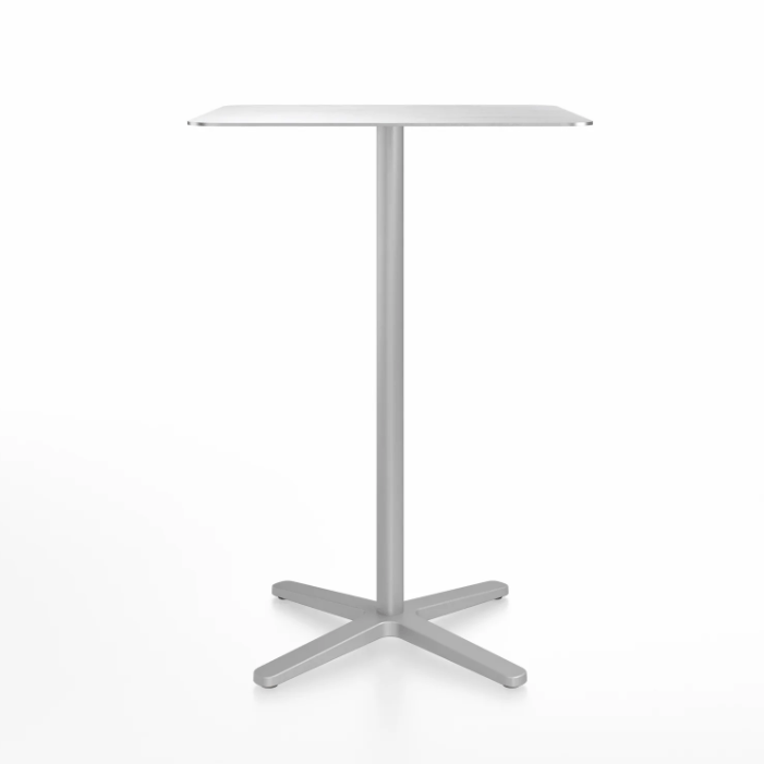 Emeco 2 Inch X Base Bar Table - Square bar seating Emeco 30&quot; / 76cm Silver Powder Coated Hand Brushed Aluminum
