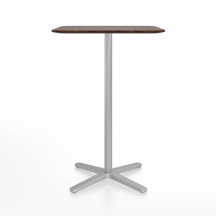 Emeco 2 Inch X Base Bar Table - Square bar seating Emeco 30" / 76cm Silver Powder Coated Walnut