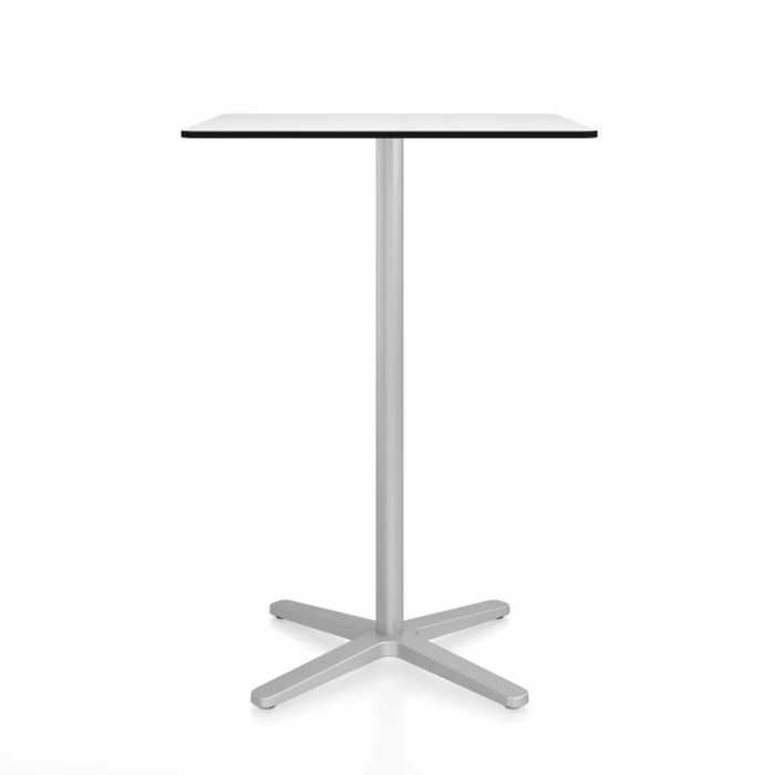 Emeco 2 Inch X Base Bar Table - Square bar seating Emeco 30&quot; / 76cm Silver Powder Coated White HPL