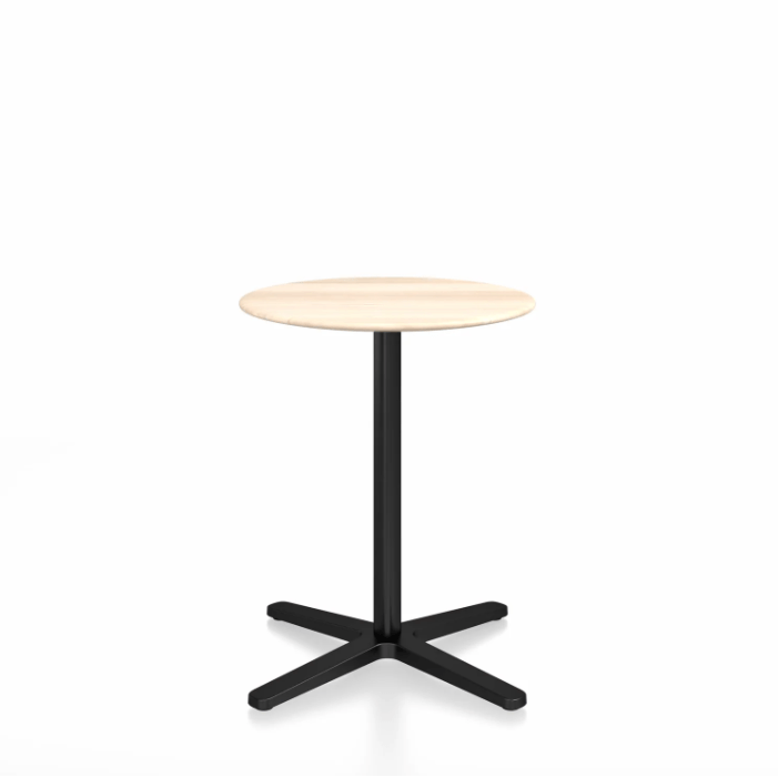 Emeco 2 Inch X Base Cafe Table - Round Coffee Tables Emeco 24" / 60cm Black Powder Coated Accoya (Outdoor Approved)