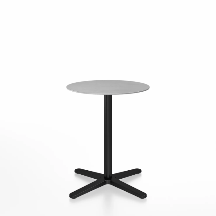 Emeco 2 Inch X Base Cafe Table - Round Coffee Tables Emeco 24" / 60cm Black Powder Coated Hand Brushed Aluminum