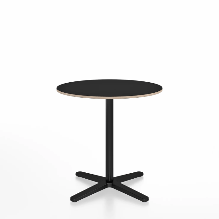 Emeco 2 Inch X Base Cafe Table - Round Coffee Tables Emeco 30" / 76cm Black Powder Coated Black Laminate Plywood