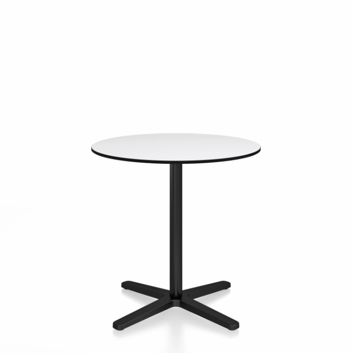Emeco 2 Inch X Base Cafe Table - Round Coffee Tables Emeco 30&quot; / 76cm Black Powder Coated White HPL