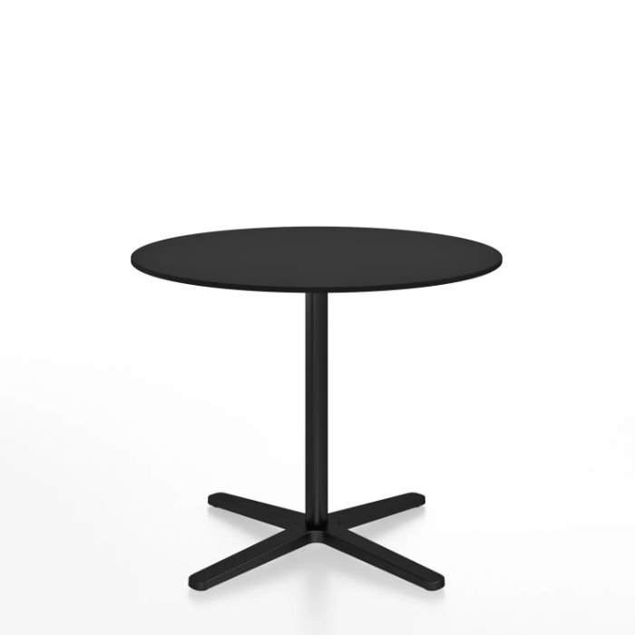 Emeco 2 Inch X Base Cafe Table - Round Coffee Tables Emeco 36 / 91cm Black Powder Coated Black HPL