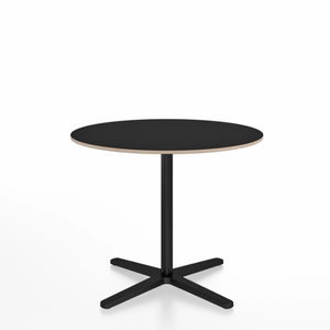 Emeco 2 Inch X Base Cafe Table - Round Coffee Tables Emeco 36 / 91cm Black Powder Coated Black Laminate Plywood
