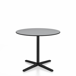 Emeco 2 Inch X Base Cafe Table - Round Coffee Tables Emeco 36 / 91cm Black Powder Coated Grey HPL