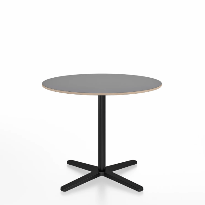 Emeco 2 Inch X Base Cafe Table - Round Coffee Tables Emeco 36 / 91cm Black Powder Coated Grey Laminate Plywood