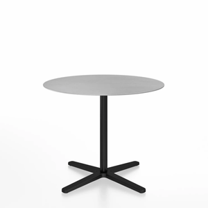 Emeco 2 Inch X Base Cafe Table - Round Coffee Tables Emeco 36 / 91cm Black Powder Coated Hand Brushed Aluminum