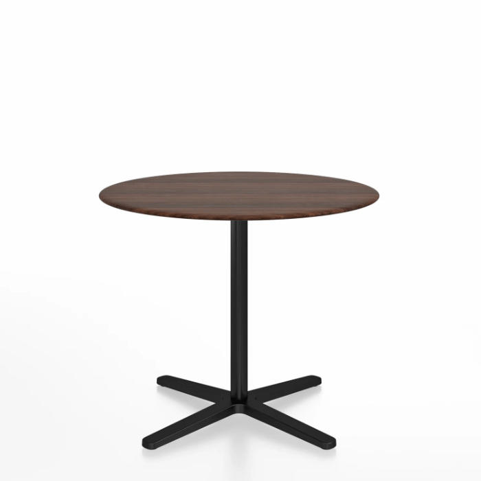 Emeco 2 Inch X Base Cafe Table - Round Coffee Tables Emeco 36 / 91cm Black Powder Coated Walnut