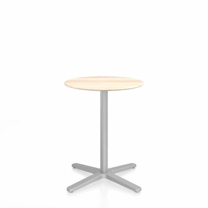 Emeco 2 Inch X Base Cafe Table - Round Coffee Tables Emeco 24" / 60cm Silver Powder Coated Accoya (Outdoor Approved)