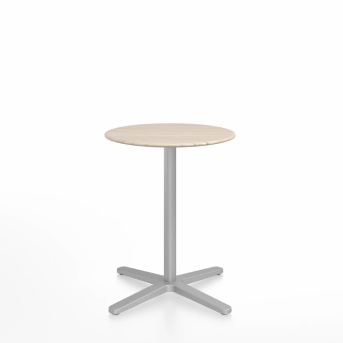 Emeco 2 Inch X Base Cafe Table - Round Coffee Tables Emeco 24&quot; / 60cm Silver Powder Coated Ash