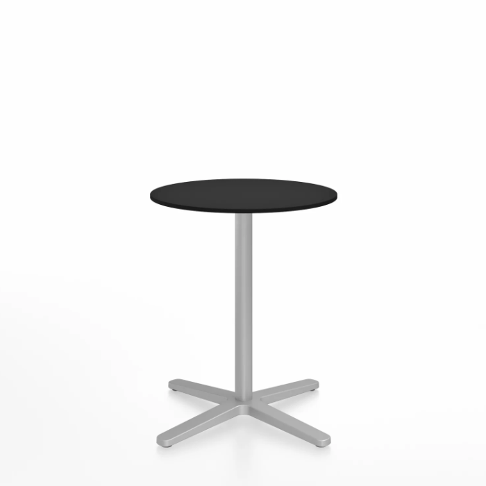 Emeco 2 Inch X Base Cafe Table - Round Coffee Tables Emeco 24&quot; / 60cm Silver Powder Coated Black HPL
