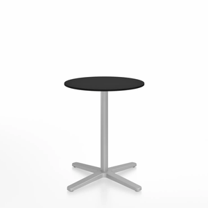 Emeco 2 Inch X Base Cafe Table - Round Coffee Tables Emeco 24" / 60cm Silver Powder Coated Black HPL