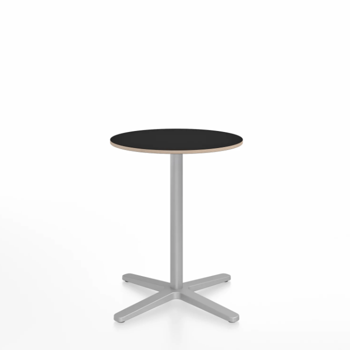 Emeco 2 Inch X Base Cafe Table - Round Coffee Tables Emeco 24&quot; / 60cm Silver Powder Coated Black Laminate Plywood