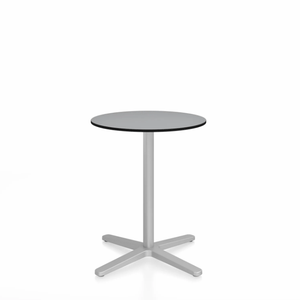 Emeco 2 Inch X Base Cafe Table - Round Coffee Tables Emeco 24" / 60cm Silver Powder Coated Grey HPL