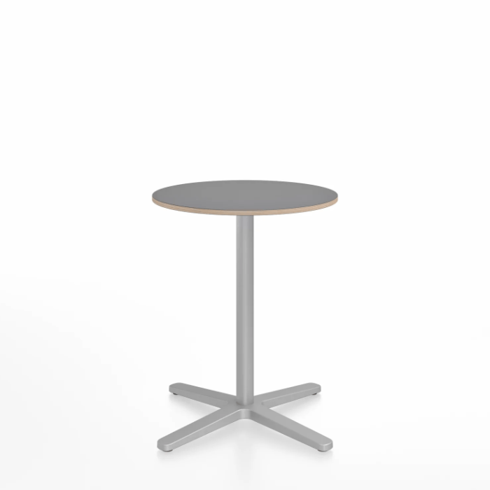 Emeco 2 Inch X Base Cafe Table - Round Coffee Tables Emeco 24&quot; / 60cm Silver Powder Coated Grey Laminate Plywood