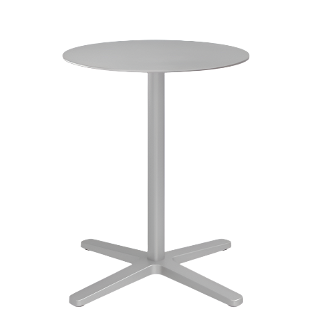 Emeco 2 Inch X Base Cafe Table - Round Coffee Tables Emeco 24&quot; / 60cm Silver Powder Coated Hand Brushed Aluminum