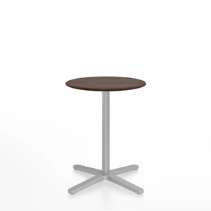 Emeco 2 Inch X Base Cafe Table - Round Coffee Tables Emeco 24" / 60cm Silver Powder Coated Walnut