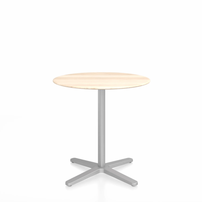 Emeco 2 Inch X Base Cafe Table - Round Coffee Tables Emeco 30&quot; / 76cm Silver Powder Coated Accoya (Outdoor Approved)