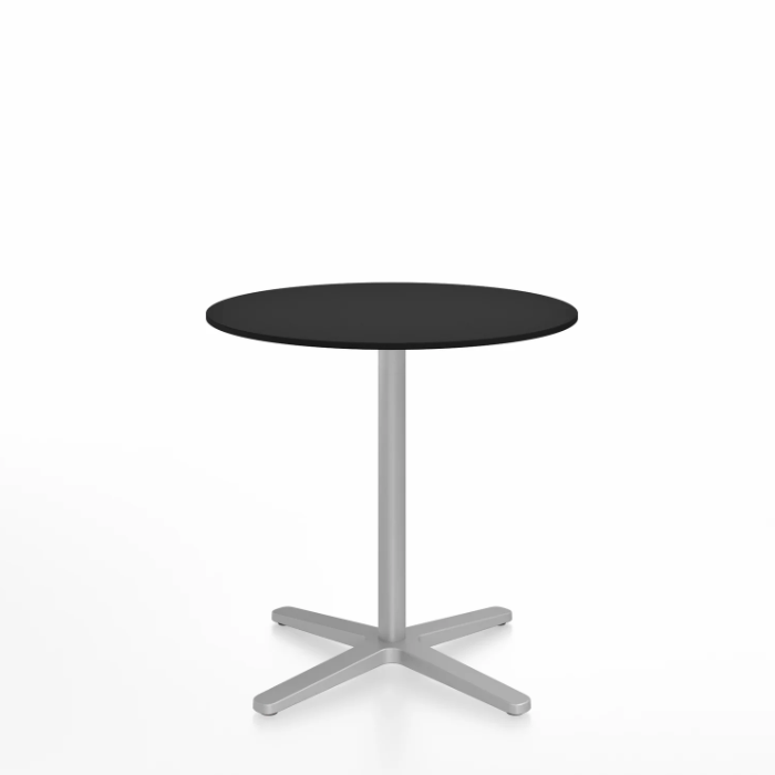 Emeco 2 Inch X Base Cafe Table - Round Coffee Tables Emeco 30&quot; / 76cm Silver Powder Coated Black HPL