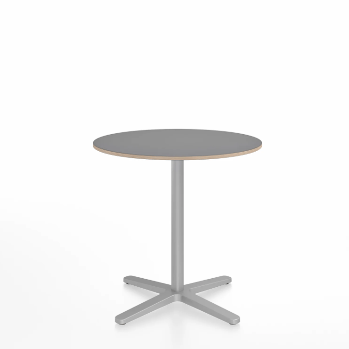 Emeco 2 Inch X Base Cafe Table - Round Coffee Tables Emeco 30&quot; / 76cm Silver Powder Coated Grey Laminate Plywood