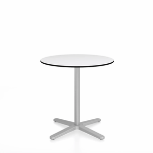 Emeco 2 Inch X Base Cafe Table - Round Coffee Tables Emeco 30" / 76cm Silver Powder Coated White HPL