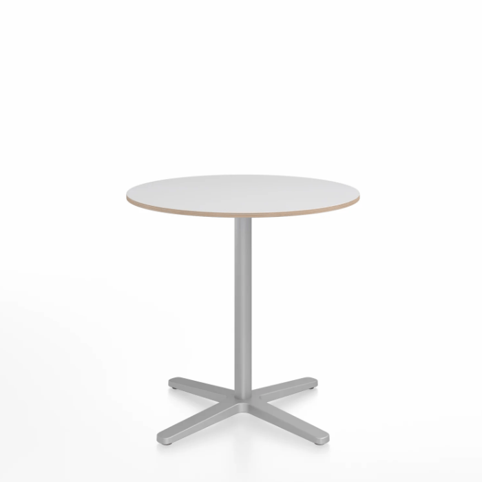 Emeco 2 Inch X Base Cafe Table - Round Coffee Tables Emeco 30&quot; / 76cm Silver Powder Coated White Laminate Plywood