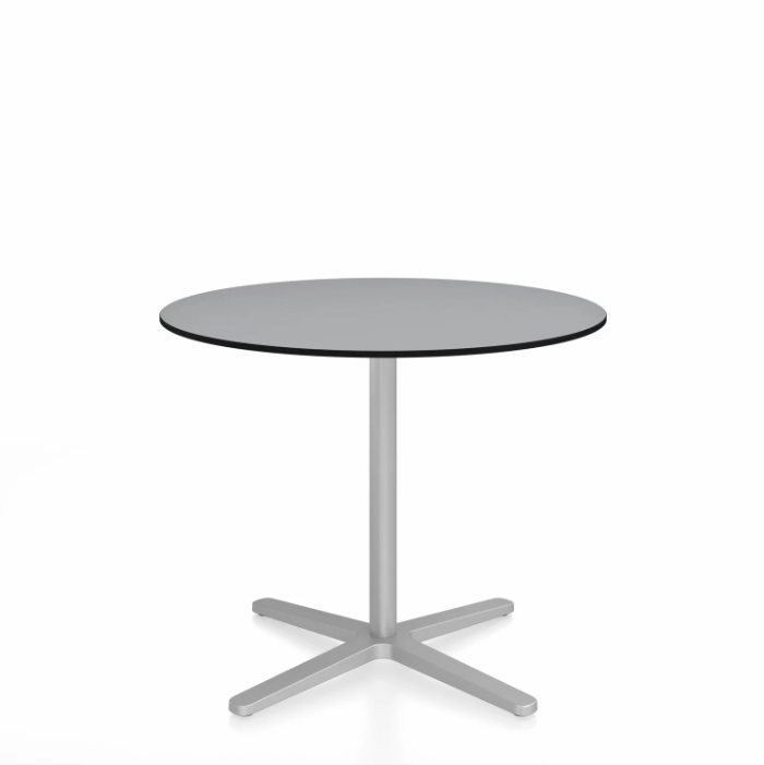 Emeco 2 Inch X Base Cafe Table - Round Coffee Tables Emeco 36 / 91cm Silver Powder Coated Grey HPL