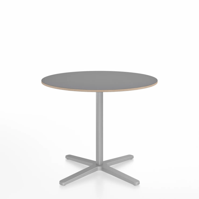 Emeco 2 Inch X Base Cafe Table - Round Coffee Tables Emeco 36 / 91cm Silver Powder Coated Grey Laminate Plywood