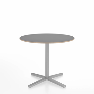 Emeco 2 Inch X Base Cafe Table - Round Coffee Tables Emeco 36 / 91cm Silver Powder Coated Grey Laminate Plywood