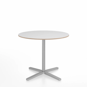 Emeco 2 Inch X Base Cafe Table - Round Coffee Tables Emeco 36 / 91cm Silver Powder Coated White Laminate Plywood