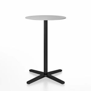 Emeco 2 Inch X Base Counter Table - Round bar seating Emeco 24" / 60cm Black Powder Coated Hand Brushed Aluminum