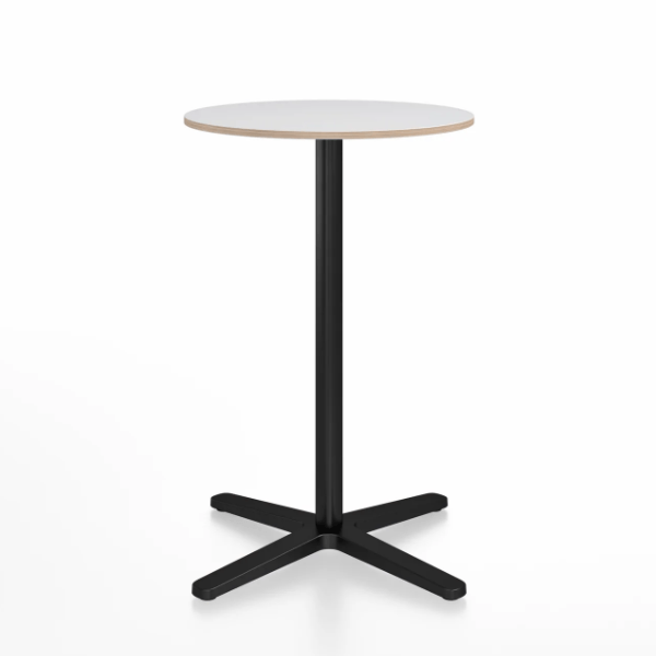Emeco 2 Inch X Base Counter Table - Round bar seating Emeco 24" / 60cm Black Powder Coated White Laminate Plywood