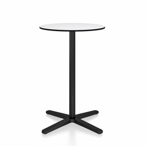 Emeco 2 Inch X Base Counter Table - Round bar seating Emeco 24" / 60cm Black Powder Coated White HPL