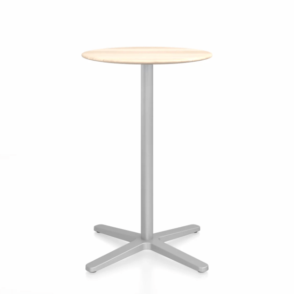 Emeco 2 Inch X Base Counter Table - Round bar seating Emeco 24" / 60cm Silver Powder Coated Accoya (Outdoor Approved)