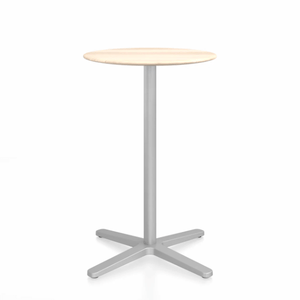 Emeco 2 Inch X Base Counter Table - Round bar seating Emeco 24" / 60cm Silver Powder Coated Accoya (Outdoor Approved)