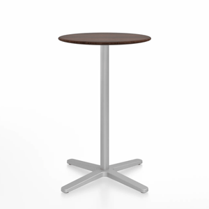 Emeco 2 Inch X Base Counter Table - Round bar seating Emeco 24" / 60cm Silver Powder Coated Walnut