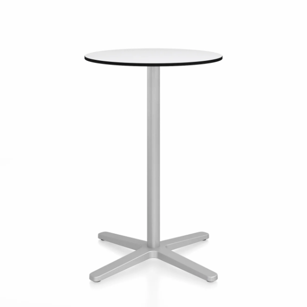 Emeco 2 Inch X Base Counter Table - Round bar seating Emeco 24" / 60cm Silver Powder Coated White HPL