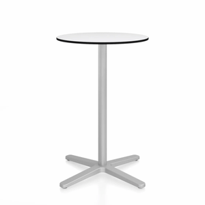 Emeco 2 Inch X Base Counter Table - Round bar seating Emeco 24" / 60cm Silver Powder Coated White HPL