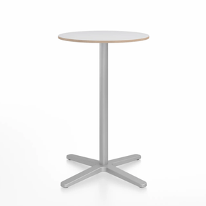 Emeco 2 Inch X Base Counter Table - Round bar seating Emeco 24" / 60cm Silver Powder Coated White Laminate Plywood
