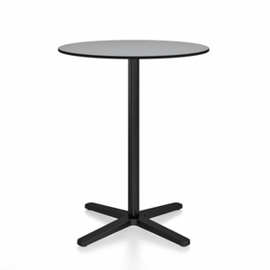 Emeco 2 Inch X Base Counter Table - Round bar seating Emeco 30" / 76cm Black Powder Coated Grey HPL
