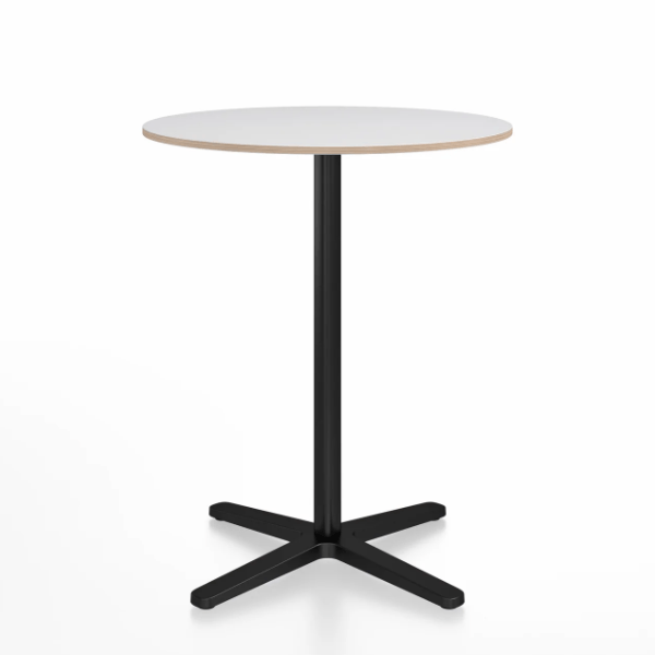 Emeco 2 Inch X Base Counter Table - Round bar seating Emeco 30&quot; / 76cm Black Powder Coated White Laminate Plywood